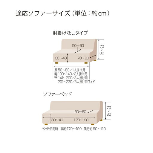 抗菌防臭フィットソファーカバー［日本製］ 「ベージュ」◆2人掛け用（肘掛けなし）◆ 