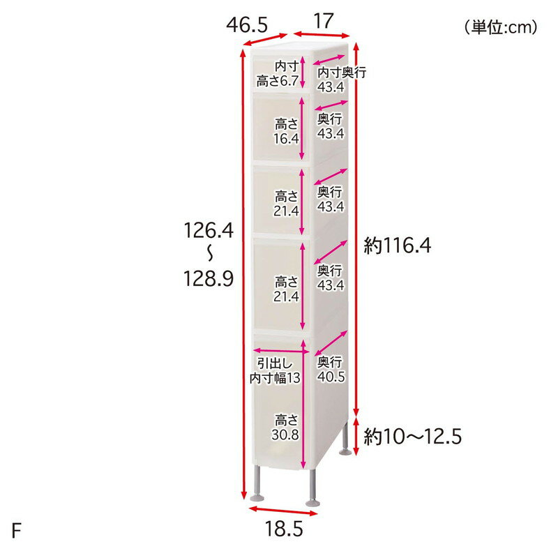 【P10倍★1日23:59まで】 アジャスター付き隙間収納ストッカー ◆F／19×126．5(タイプ／幅×高さ(cm))◆ 