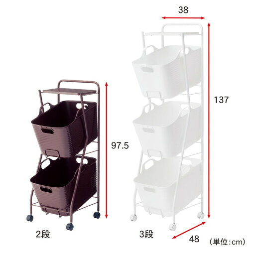 ランドリーワゴン 「ホワイト」◆3段◆ 