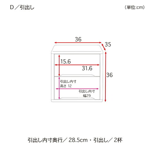 組み替えて長く使える天然木のユニットボックス＜低ホルマリン＞ ◆D／引出し・36(タイプ・高さ(cm))◆ 