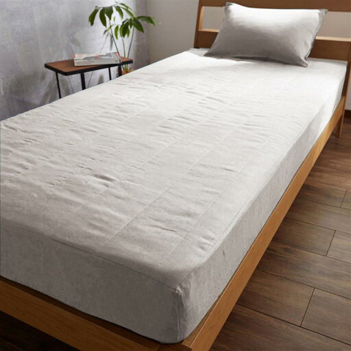 ベルメゾンのフレンチリネンボックスシーツ型敷きパッド 「 ホワイト 」◆セミダブル(サイズ)◆ (布団・寝具)