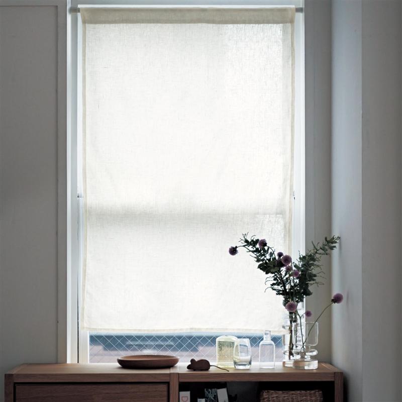 フレンチリネン小窓・カフェカーテン 「ベージュ」 ◆ 約145×60 約60×70 ◆ 