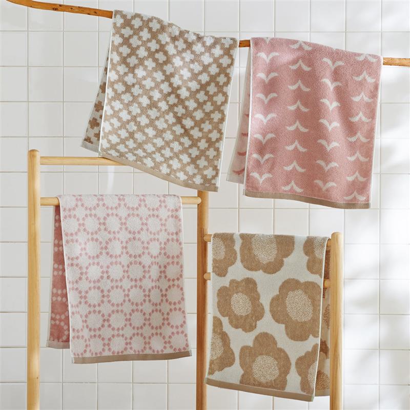 揃えて可愛い北欧調デザインのフェイスタオル4枚セット（カラフル） 