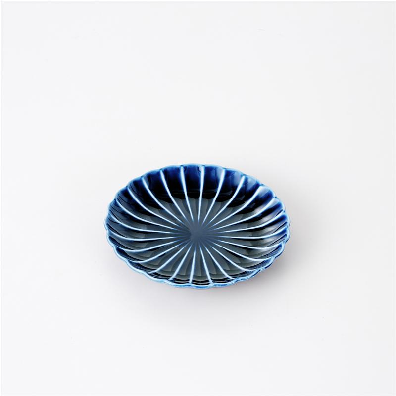 ベルメゾンのぎやまん陶 「 茄子紺ブルー 」◆ 取り皿プレート14．5cm 浅小鉢12cm◆ (キッチン)