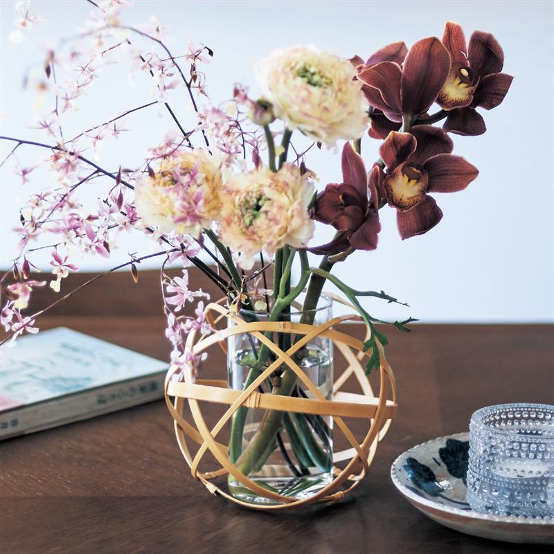 竹のくす玉花入れ［日本製］ 「 ナチュラル 」 