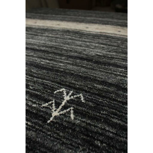 無染色ウール100％手織りギャッベ玄関マット 「 ブラック 」 ◆ 約60×90 ◆ 