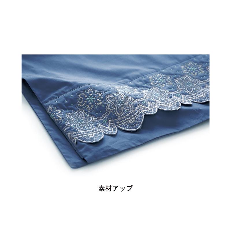 スカラップ＆刺繍の綿100％掛け布団カバー ◆ シングル ◆ 
