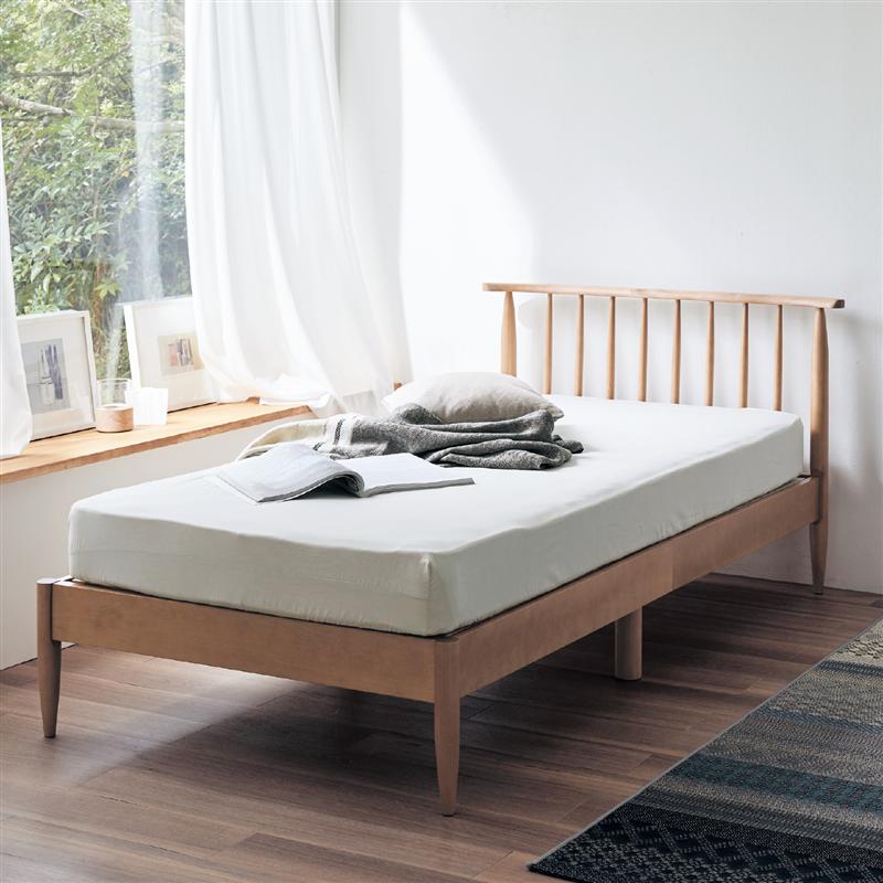 バーチ材の背もたれ付きすのこベッド＜シングル＞ 