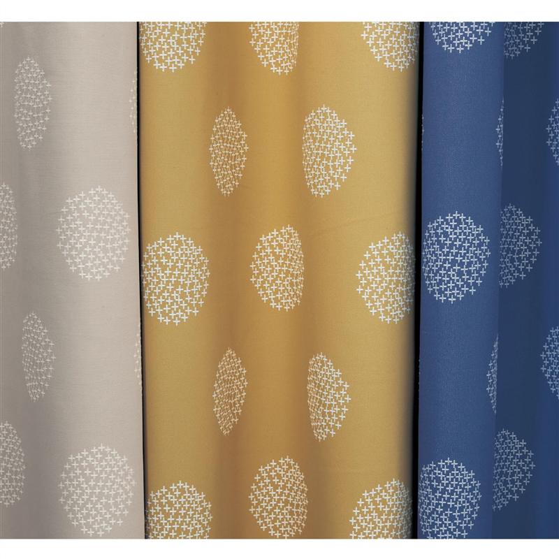 刺し子デザインの遮光・遮熱・防音カーテン 「ブルー」 ◆ 約100×90(2枚) ◆ 
