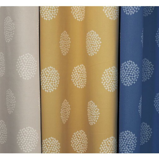 刺し子デザインの遮光・遮熱・防音カーテン 「ブルー」 ◆ 約150×250（2枚）▲ ◆ 