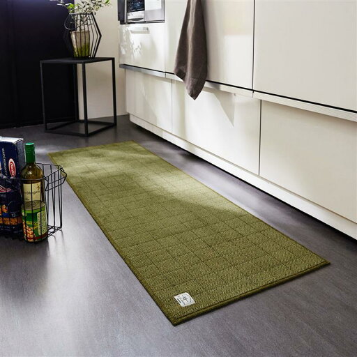 大きめサイズの床にフィットする抗菌・防臭キッチンマット 「グリーン」 ◆ 約50×150 ◆ 