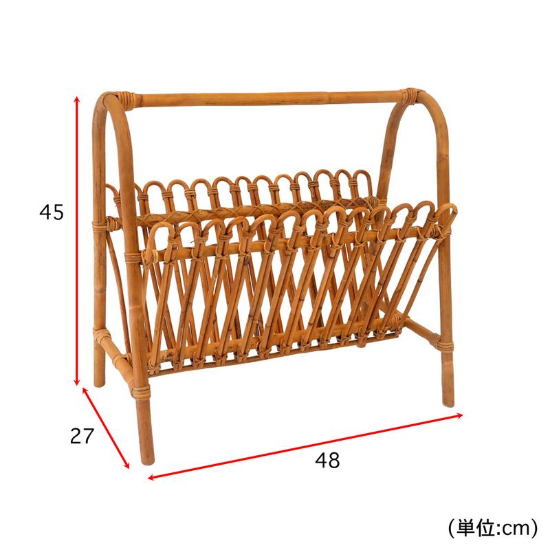 Bohoスタイルのラタンマガジンラック 