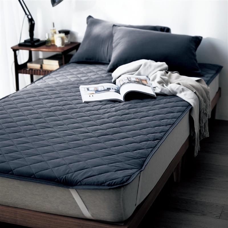 【P10倍★1日23:59まで】 綿素材を使ったくったりやわらかな3重ガーゼの敷きパッド 「 チャコール 」 