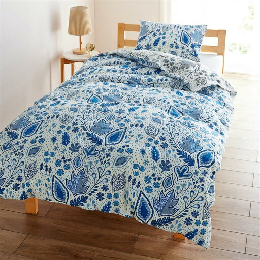 ベルメゾンの北欧デザインの綿100％布団カバーセット（2点）［日本製］＜シングル／ダブル＞ 「 ブルー 」 ◆ ダブル ◆ (布団・寝具)