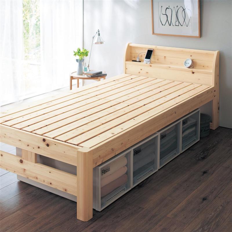 ベルメゾンの【店内ほぼ全品P10倍!~11/27(木) 01:59】 国産ひのきの頑丈ベッド 「 セミダブル 」(ベッド)