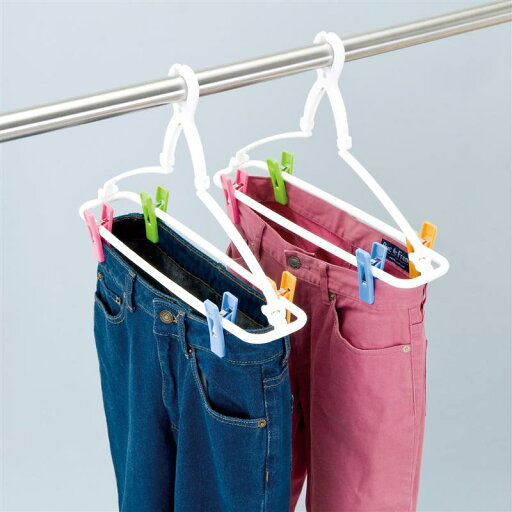 ズボンが早く乾く洗濯ハンガー2本セット ◆ ブルー マルチカラー ◆ 