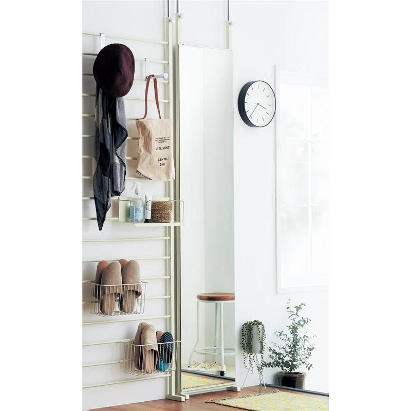 ベルメゾン 突っ張り大型ミラー シルバー 「 シルバー アイボリー ブラック 」◆ 40 ◆(幅(cm))◇ 収納 収納用品 ハンガー 保管 収容 片づけ 新生活 ◇