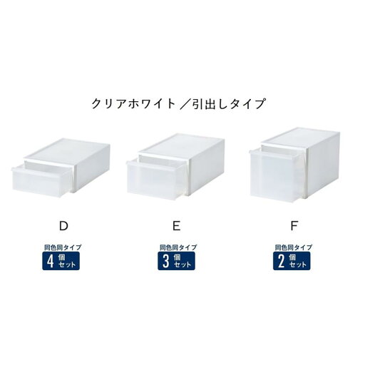 クローゼット収納ケースセット クリアホワイト 「 クリアホワイト クリアブラック 」◆ D・引出し ◆(タイプ)