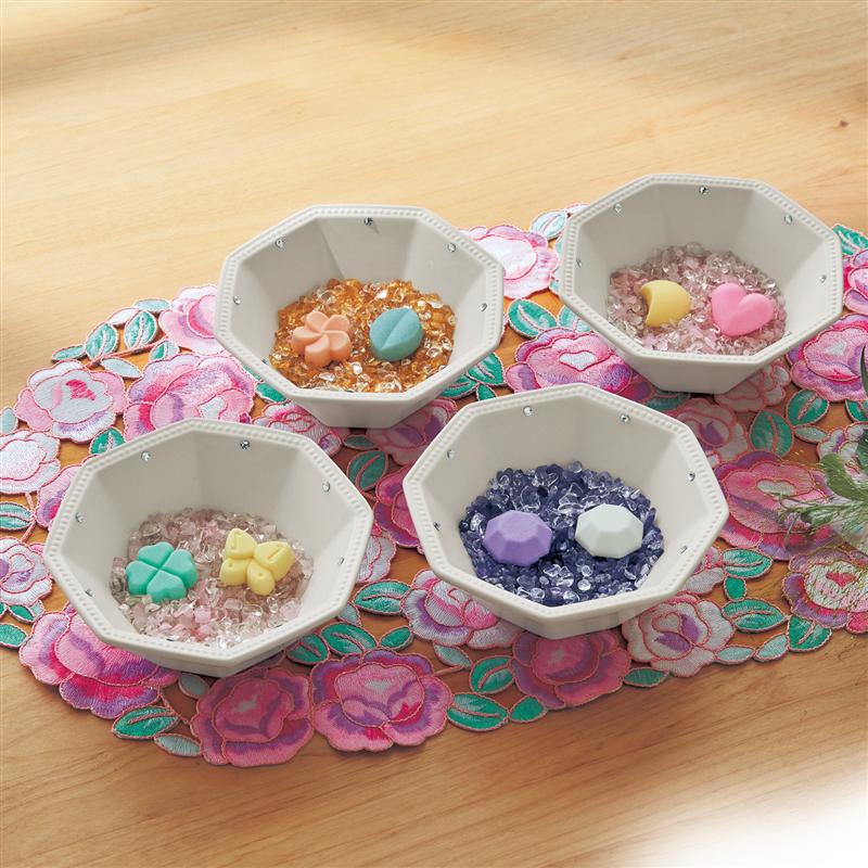 ベルメゾン クリスタルガラスを使った八角皿＆天然石セット◇ インテリア雑貨 八角皿 クリスタルガラス 天然石 ◇のサムネイル