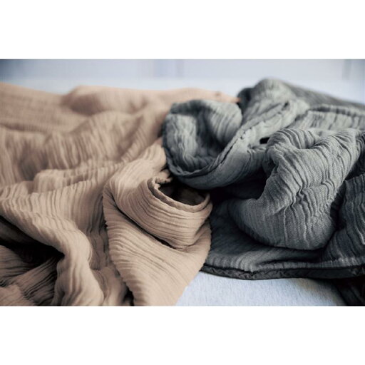 毛布としても使える8重織のボリュームガーゼケット[日本製] 「 チャコール ベージュ ペールグリーン 」 