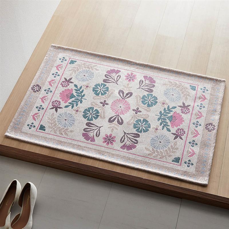 【店内ほぼ全品P10倍!~11/27(木) 01:59】ミニラボ/mini labo シェニール糸を使用したジャカード織りの玄関マット／旅するトレーラーハウス ◆約60×90◆