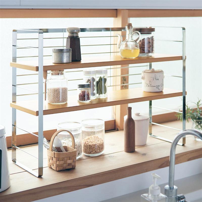 ベルメゾンの木棚の出窓シェルフ[日本製] 「 幅約90cm 」(タイプ)(キッチン)