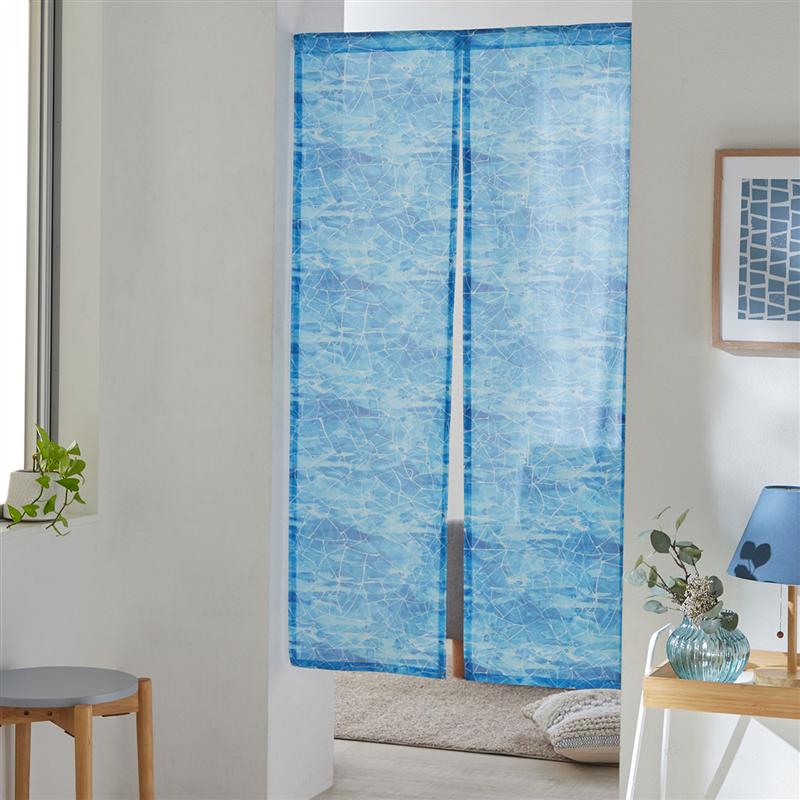 【SALE★期間中10%OFF】ベルメゾン 水彩タッチデザインののれん(海) - ◇ ファブリック カフェカーテン のれん 暖簾 仕切り 目隠し カーテン 新生...