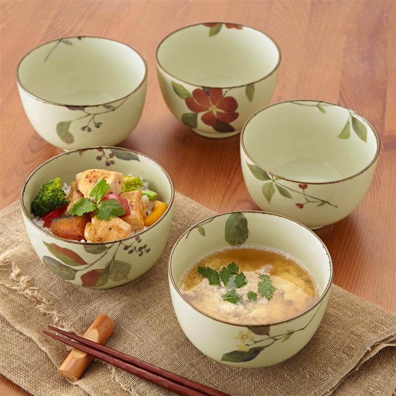 【店内ほぼ全品P10倍!~11/27(木) 01:59】 多用どんぶり「万寿花」5個セット 