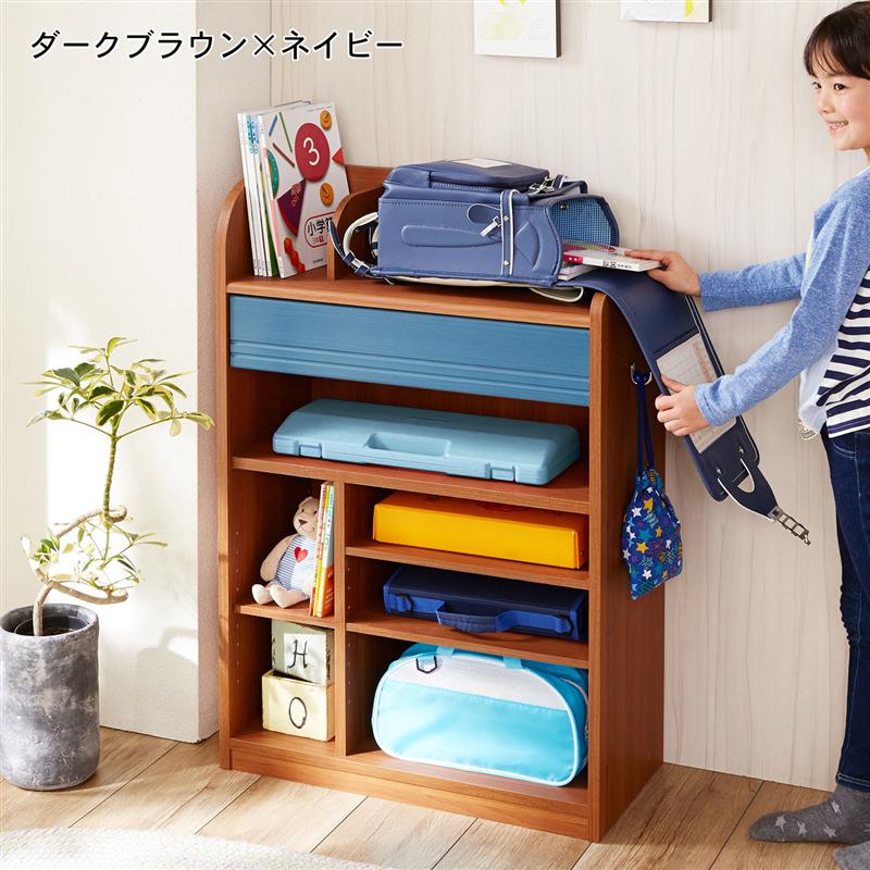 ベルメゾン 準備がしやすいランドセルラック ホワイト×ライトブルー 「 ホワイト×ライトブルー ナチュラル×ナチュラル ダークブラウン×ネイビー 」◆ お客様組立て ◆(お届けの状態)◇ 収納 収納用品 ラック シェルフ 棚 たな 新生活 ◇のサムネイル