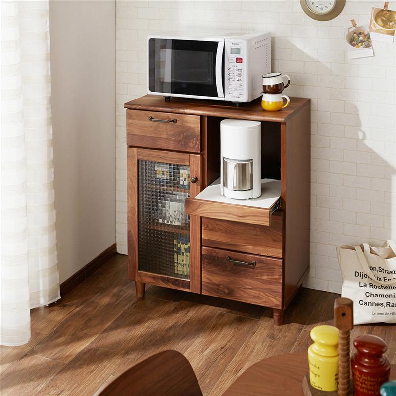 【店内ほぼ全品P10倍!~11/27(木) 01:59】 ウォルナットの家電収納キャビネット 