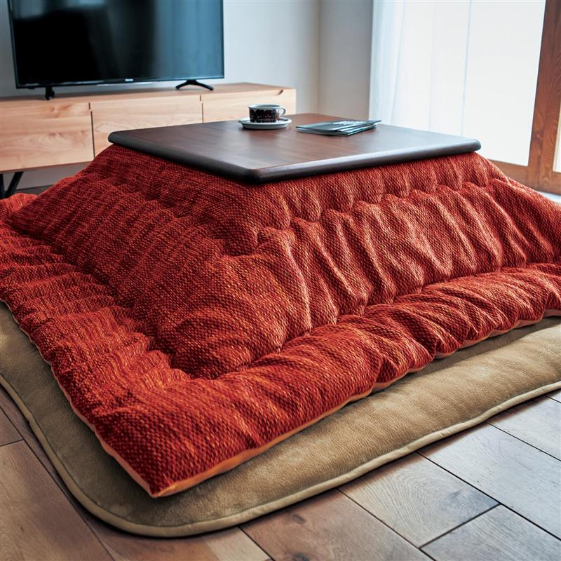 織り感のあるシェニール織こたつ布団[日本製] 「 ベージュ ブラウン オレンジ 」◆ 長方形 ◆ 