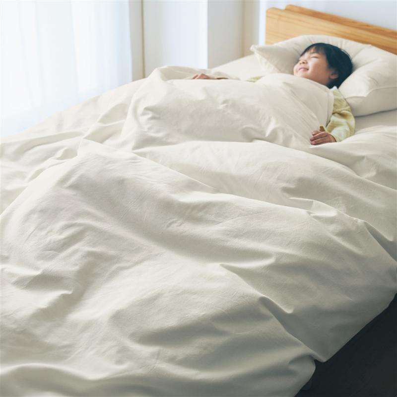 ベルメゾン 手間ひまかけて洗い上げたなめらか綿素材の掛け布団カバー［日本製］ 「アイボリー」 ◆ シ