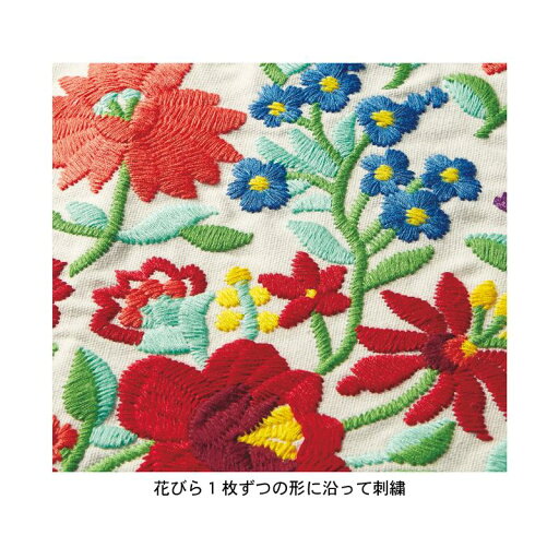 ハンガリーのカロチャステッチ刺繍を再現したクッションカバー＜約45×45cm用＞ 