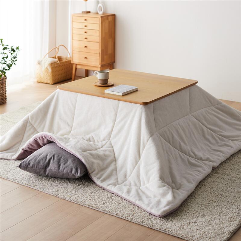 ベルメゾンのリバーシブルに使えるすっきりこたつ布団 | 正方形 | ファブリック こたつふとん こたつ布団 コタツ布団 こたつ用ふとん こたつ用 布団 こたつ掛けふとん 掛けふとん 掛け布 ベージュ×アイボリー グレー×ベージュ ライラック×アイボリー グレー×ライラック(布団・寝具)