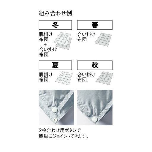 羽毛のようにあたたかい抗菌防臭防ダニ2枚合わせ掛け布団 「 アイボリー ライトグレー 」