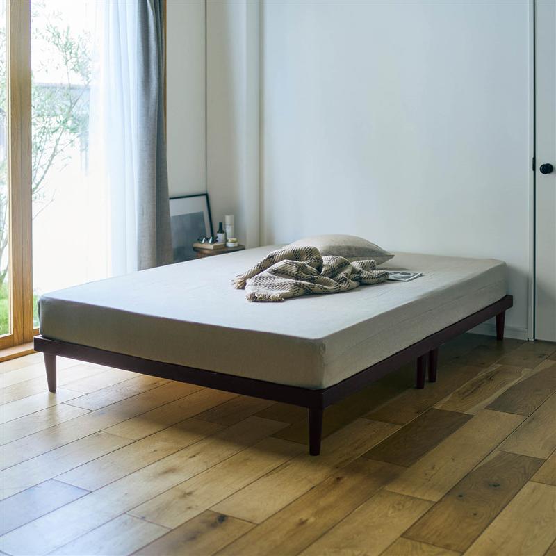 5分で組み立てられる木製すのこベッド 「ナチュラル ダークブラウン」 ◆ シングル ◆ 