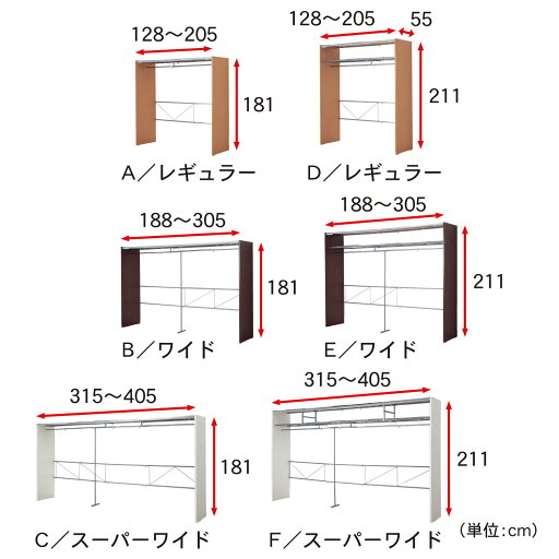 木調パネルクローゼットハンガーラック ◆ A／棚なし・レギュラー ◆ 