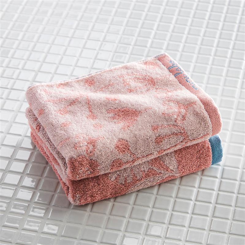 [2柄セット] ミニラボ かわいい ジャカード フェイス タオル リサイクル綿15％ブレンド | 34cm × 80cm | お風呂 風呂 バス タオル たおる 日用品 新生活