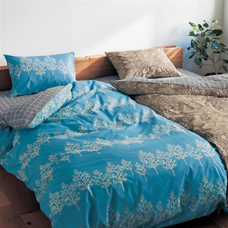 ベルメゾンの北欧調デザインの綿素材を使った布団カバーセット「 ベージュ系 ブルー系 」◆ 洋式シングル 和式シングル ◆(布団・寝具)