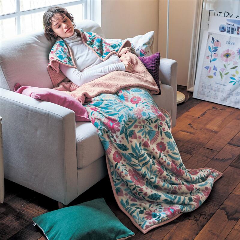 ベルメゾンのマイクロファイバーとボアのつつ毛布／愛らしさ | レギュラー | ファブリック 寝具 毛布 moufu ブランケット ケット 新生活(布団・寝具)