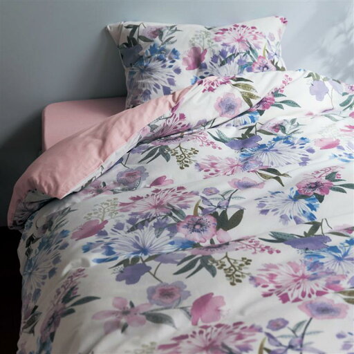 ベルメゾンの綿素材を使った水彩フラワーデザインの布団カバー3点セット 「 洋式シングル 和式シングル 」(布団・寝具)