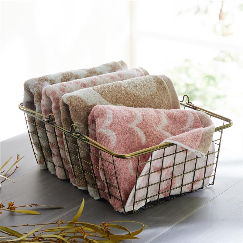 [4枚セット] 北欧調 綿 フェイスタオル ウォーム系 | 34cm × 80cm | 柄違いセット フェイス 吸水 洗顔 風呂 北欧 おしゃれ 可愛い 家族 大人気 セット 来客 来客用 コットン 新生活