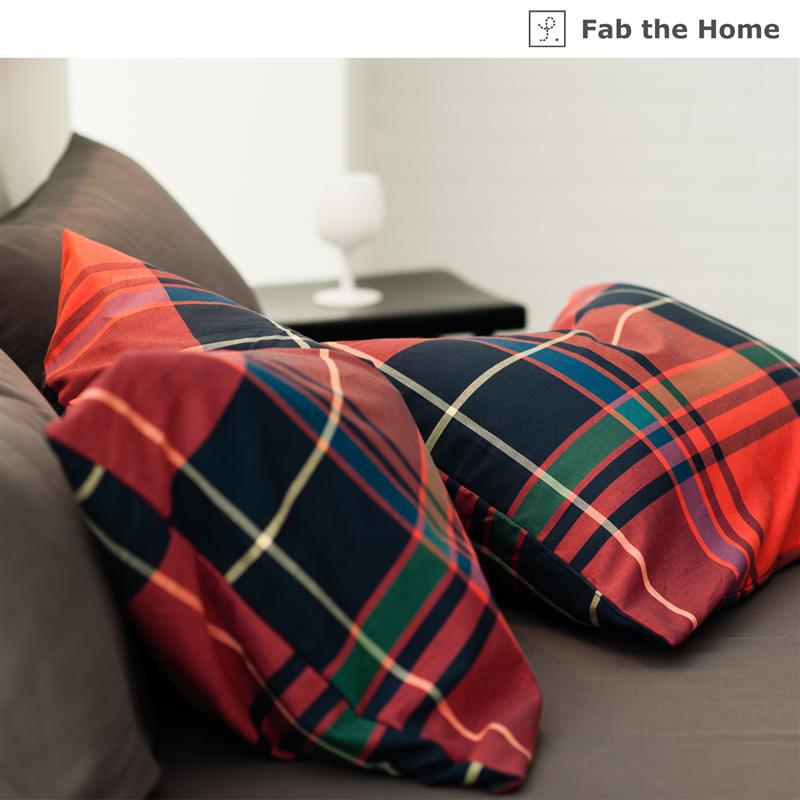 ファブザホーム/Fab the Home 綿ツイルチェックの掛け布団カバー パプリカ 「 パプリカ グリーン 」◆ 枕カバー（約50×70cm用） ◆
