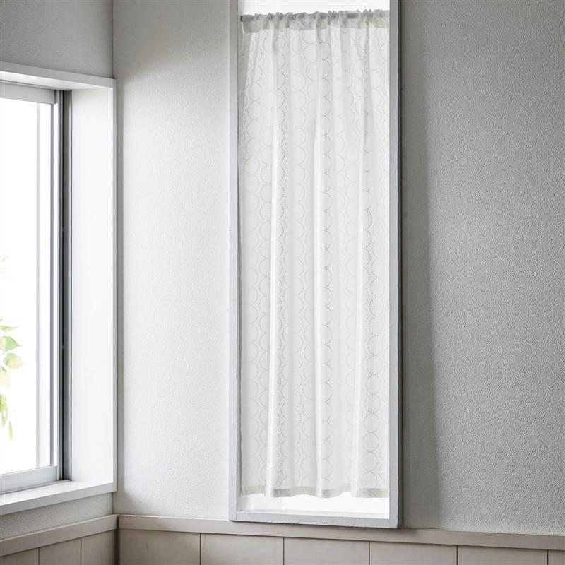 刺し子デザインのUVカット・遮熱・遮像小窓レースカーテン「 約100×90（1枚） 」