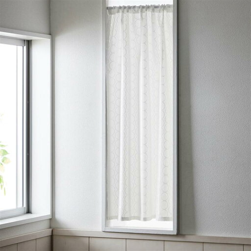 刺し子デザインのUVカット・遮熱・遮像小窓レースカーテン「 約60×110（1枚） 」