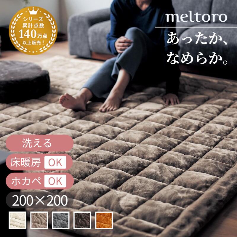 ふんわり なめらか 洗える わた入り キルトラグ | 200cm × 200cm | 春 秋 冬 あったか 洗濯機OK マイク..