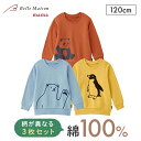 【ジータ/GITA】3柄セットワクワクプリントの 裏毛 スウェットシャツ ◆ 120 ◆◇ 春 秋 冬 暖かい 男女兼用 子ども 子供 子供服 ベビー キッズ 男の子 女の子 おしゃれ トップス スウェット 通園 通学 保育園 幼稚園 3枚 セット プチプラ ベルメゾン ◇