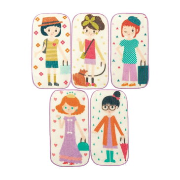 【ベルメゾン】 ポケットに入る三つ折り タオルハンカチ 5柄セット 「きせかえ」 ◇ 子供 子ども キッズ こども 小学校 小学生 通学 通園 ミニ