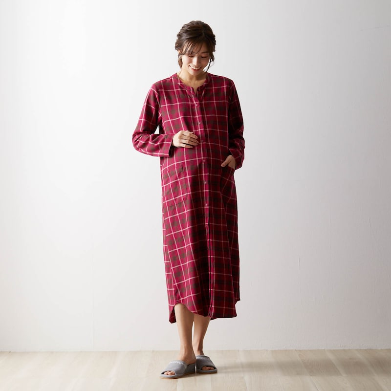 ★人気商品★ あったか 2WAY ビエラ 起毛 産前 産後 兼用 マタニティパジャマ 秋冬 ◆ M L ◆ ◇ 綿素材 長袖 ワンピースパジャマ 授乳服 授乳 妊婦 妊娠 マタニティ パジャマ ルームウェア 部屋着 秋 冬 春 暖かい ワンマイル 2