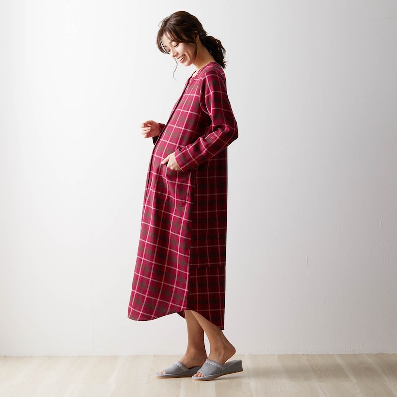 ★人気商品★ あったか 2WAY ビエラ 起毛 産前 産後 兼用 マタニティパジャマ 秋冬 ◆ M L ◆ ◇ 綿素材 長袖 ワンピースパジャマ 授乳服 授乳 妊婦 妊娠 マタニティ パジャマ ルームウェア 部屋着 秋 冬 春 暖かい ワンマイル 3